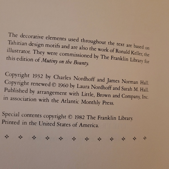 Mutiny On The Bounty, by Charles Nordhoff & James Norman Hall Book - Picture 2 of 8